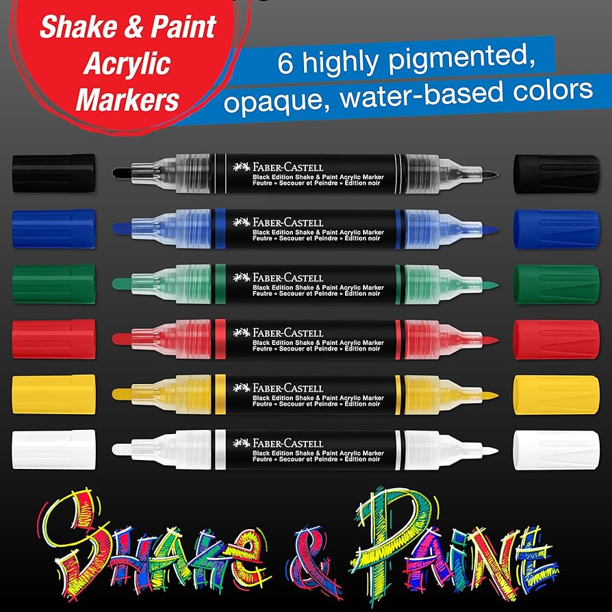 Amazon.com: Faber-Castell Shake & Paint Markers: Classic - 6